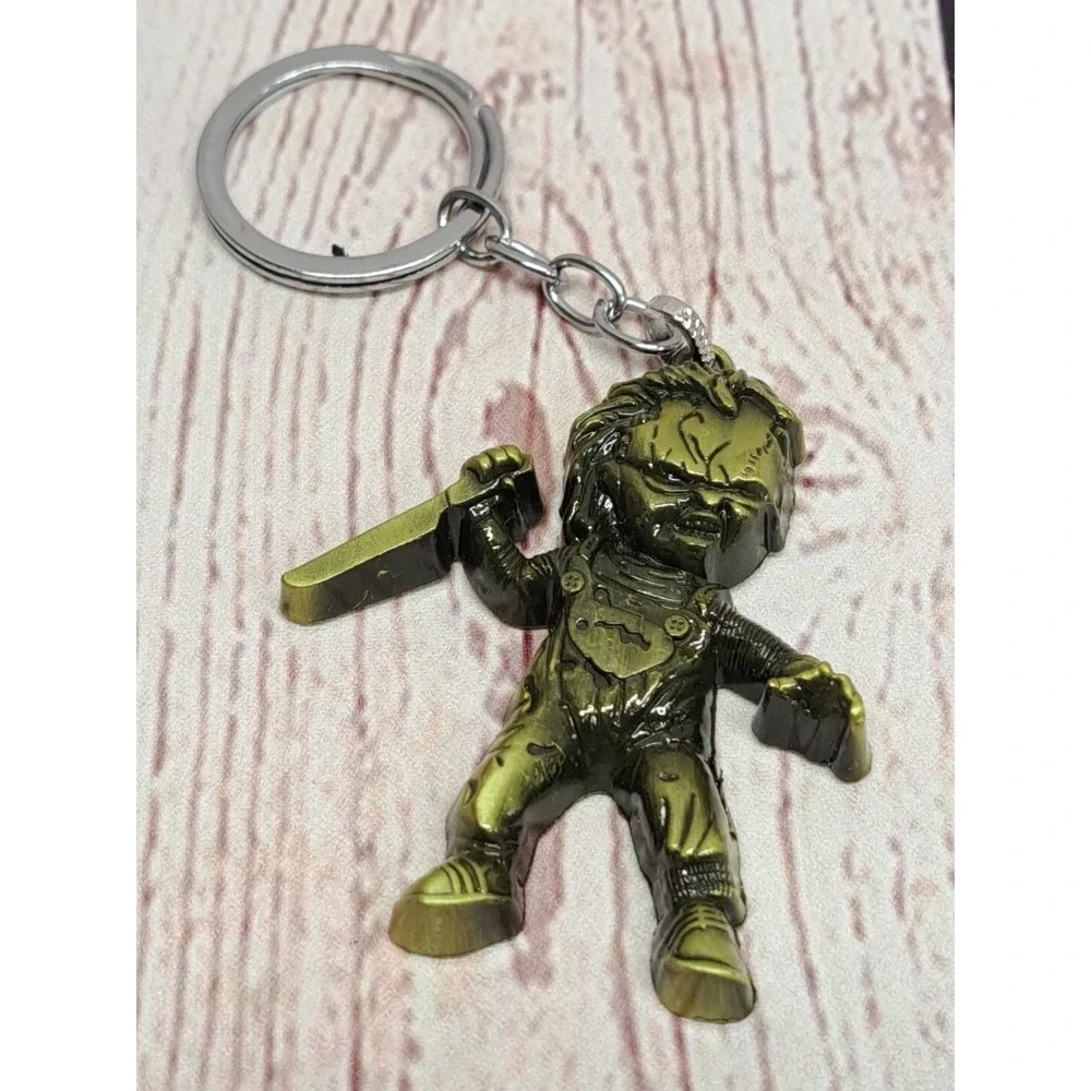 Chucky Keychain Horror Movie Serial Killer Slasher Doll Creepy Voodoo Gold Color